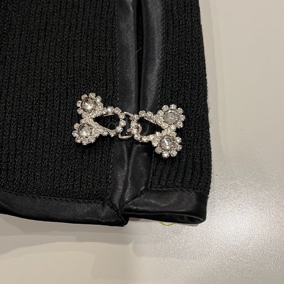 Gigi's Closette Vintage Long Knit Jacket Rhinestone Clasps, USA, Black, M - Picture 6 of 7